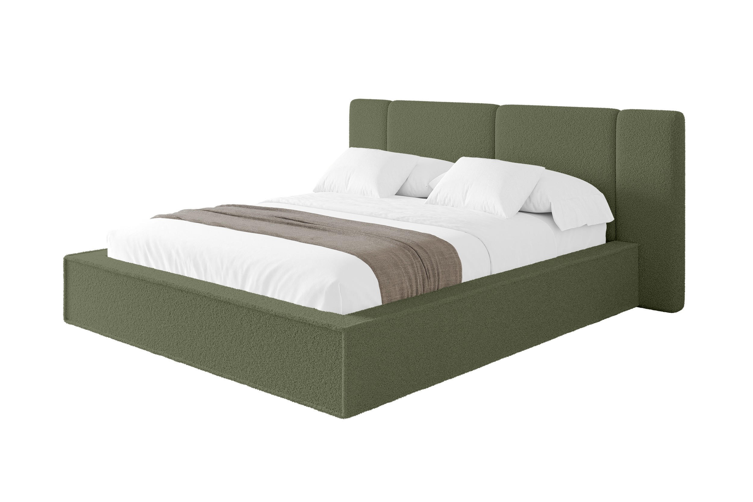 POLSTERBETT mit Bettkasten und Lattenrost, Boxbett ohne Matratze - RIVO 140x200 Grün - Olivgrün, Holzwerkstoff/Textil (140/200cm) - ALTDECOR
