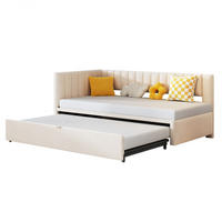 POLSTERBETT 90/180×200 cm aus Samt-Stoff mit Ausziehbett, beige - Beige, Textil (180/200cm) - Luhomfu