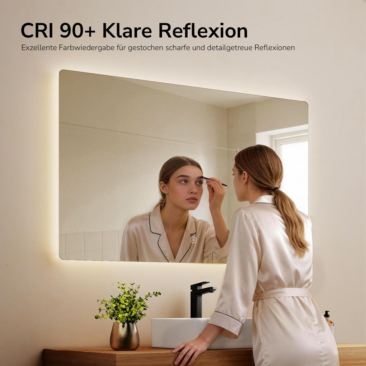 BADSPIEGEL mit Touch-Schalter Beleuchtung Rechteckig 100/60 cm - Weiß, Glas (60/3/100cm) - EMKE