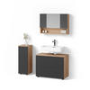 BADMÖBEL-SET Ronco Anthrazit gepunktet 3 Teile, mit Schubladenschrank und Midischrank - Eichefarben/Anthrazit, Holzwerkstoff (80/58/41cm) - Livinity®