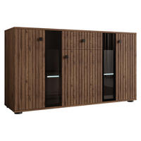 KOMMODE Salsa II mit blauer LED Beleuchtung - Nussbaumfarben/Schwarz, Holzwerkstoff/Kunststoff (141/80/41cm) - MIRJAN24