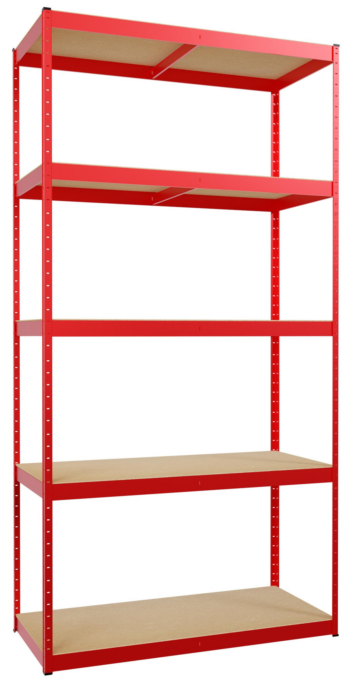 REGALSYSTEM 2 Lagerregal mit 1 Eckregal Metall rot - Rot, Metall (160/180/160cm) - CLP