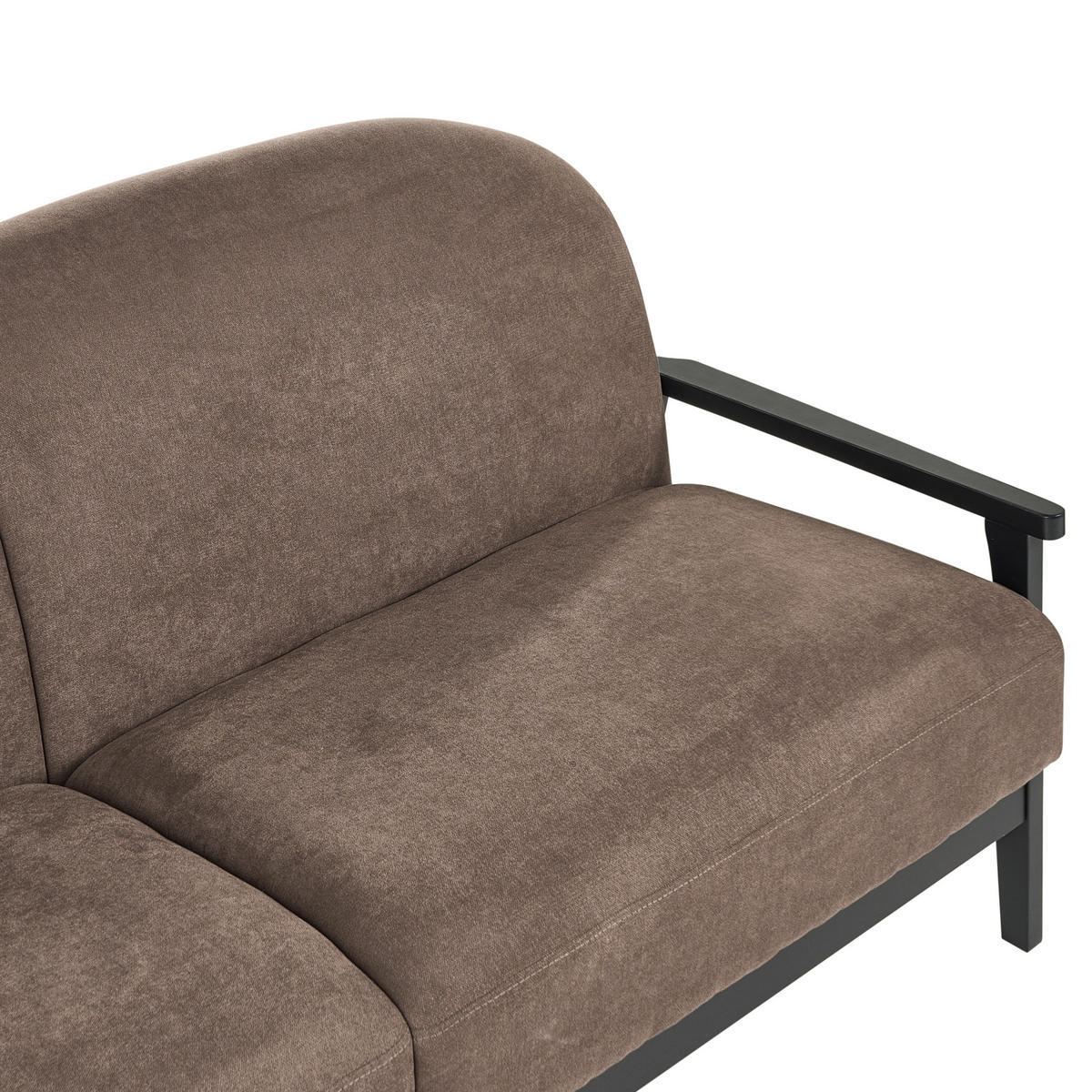2-SITZER-SOFA Stoff Braun Pilarne - Schwarz/Braun, Textil (153/88/84cm) - Beliani