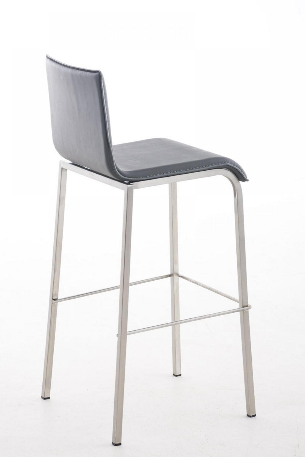 BARHOCKER Lederlook grau - Edelstahlfarben/Grau, Textil/Metall (43/103/51cm) - CLP