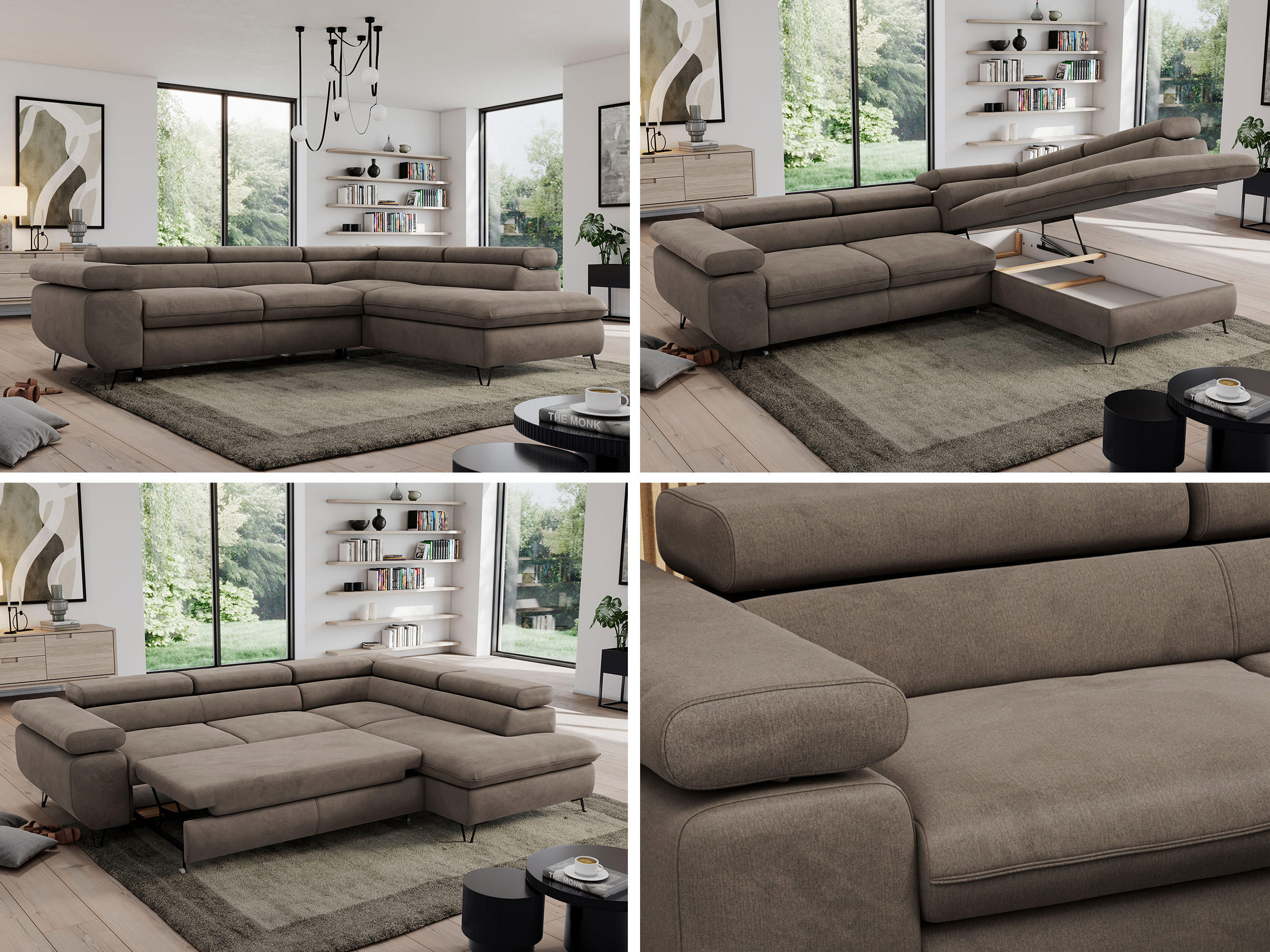 Thumbnail - MKS Ecksofa, Braun, Textil, 3-Sitzer, L-Form,L-Form, 273x208 cm, Oeko-Tex®, Wohnzimmer, Sofas & Couches, Wohnlandschafte...