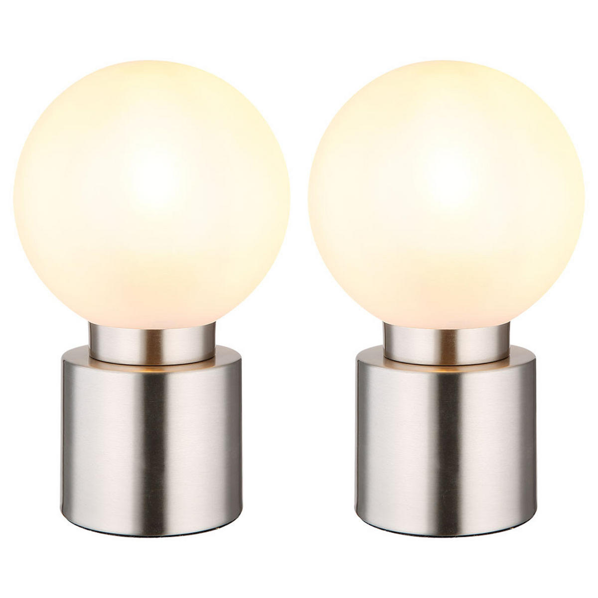 TISCHLEUCHTE Metall Silber opal 2er Set - Silberfarben, Glas (15/15/24.5cm) - Globo Lighting