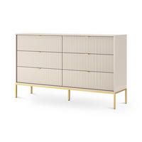 KOMMODE Roza Kaschmir, Beine Gold - Creme, Holzwerkstoff (154/91/39cm) - Pillovely