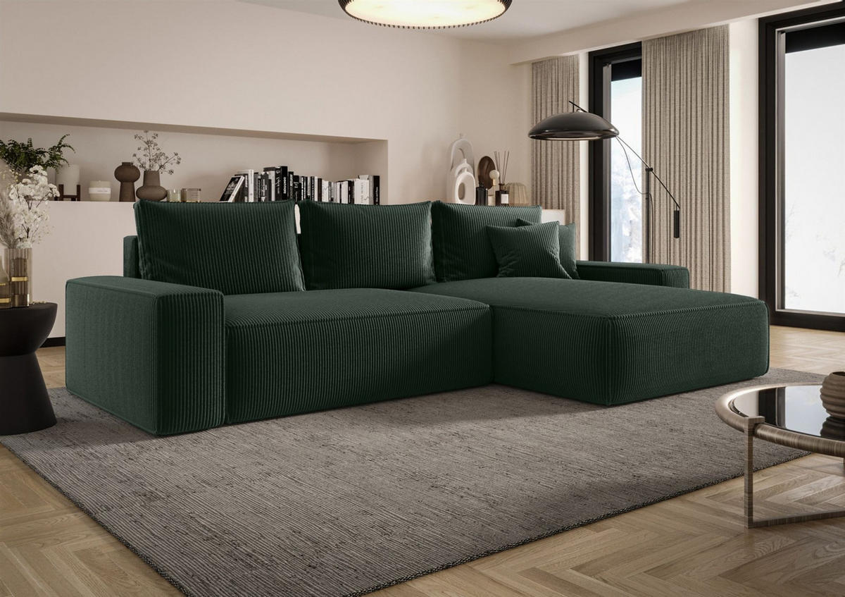 ECKSOFA Walken Mit Schlaffunktion - Grün, Holzwerkstoff/Textil (280/185cm) - Fun Möbel