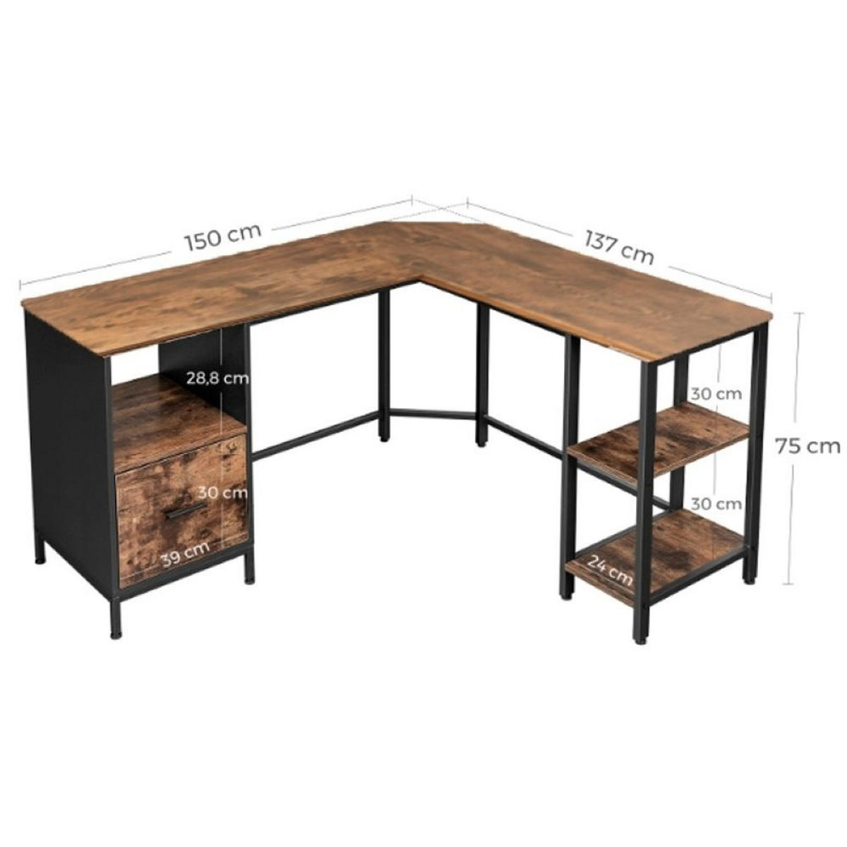 COMPUTERTISCH, braun 150/75/50 cm - Braun, Holzwerkstoff (55.5/145.5/11.5cm)