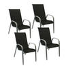 GARTENSTÜHLE Marbella Schwarz und Grau 4er-Set - Schwarz, Kunststoff (56.5/92.5/76cm) - Happy Garden