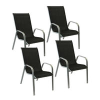 GARTENSTÜHLE Marbella Schwarz und Grau 4er-Set - Schwarz, Kunststoff (56.5/92.5/76cm) - Happy Garden