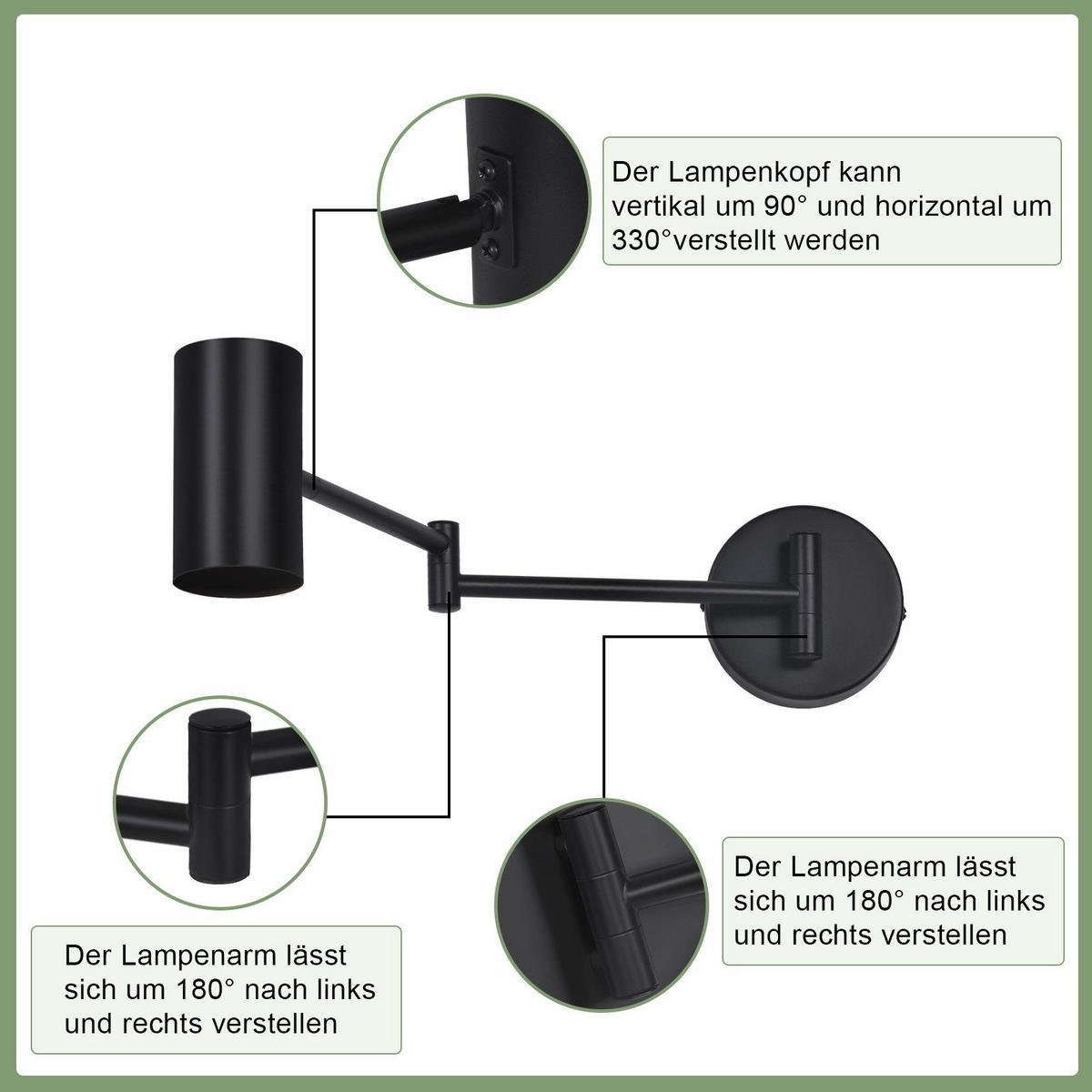 WANDLEUCHTE Circuit 10/10/50 cm - Schwarz, Metall (10/50/10cm) - ZMH