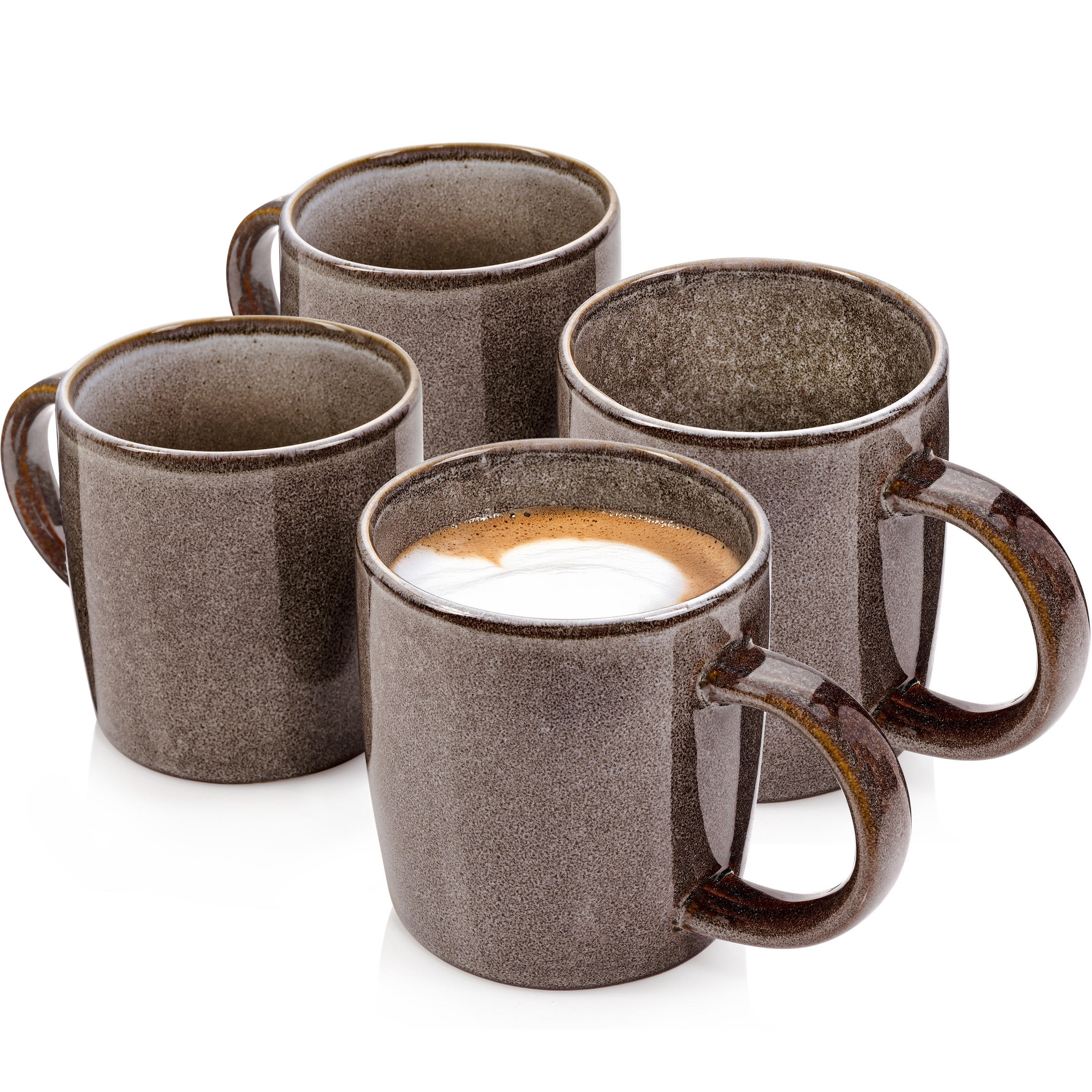 KAFFEEBECHER SET KAIRO GRAPHIT - 4 teilig aus Steingut - Braun, Keramik (0.4L) - Sänger