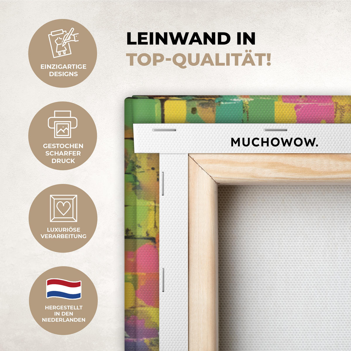 LEINWANDBILD Graffiti - Schimpanse - Straßenkunst - Kopfhörer - Affe Wohnzimmer Groß 120x80 cm - Blau, Textil (120/80cm) - MuchoWow