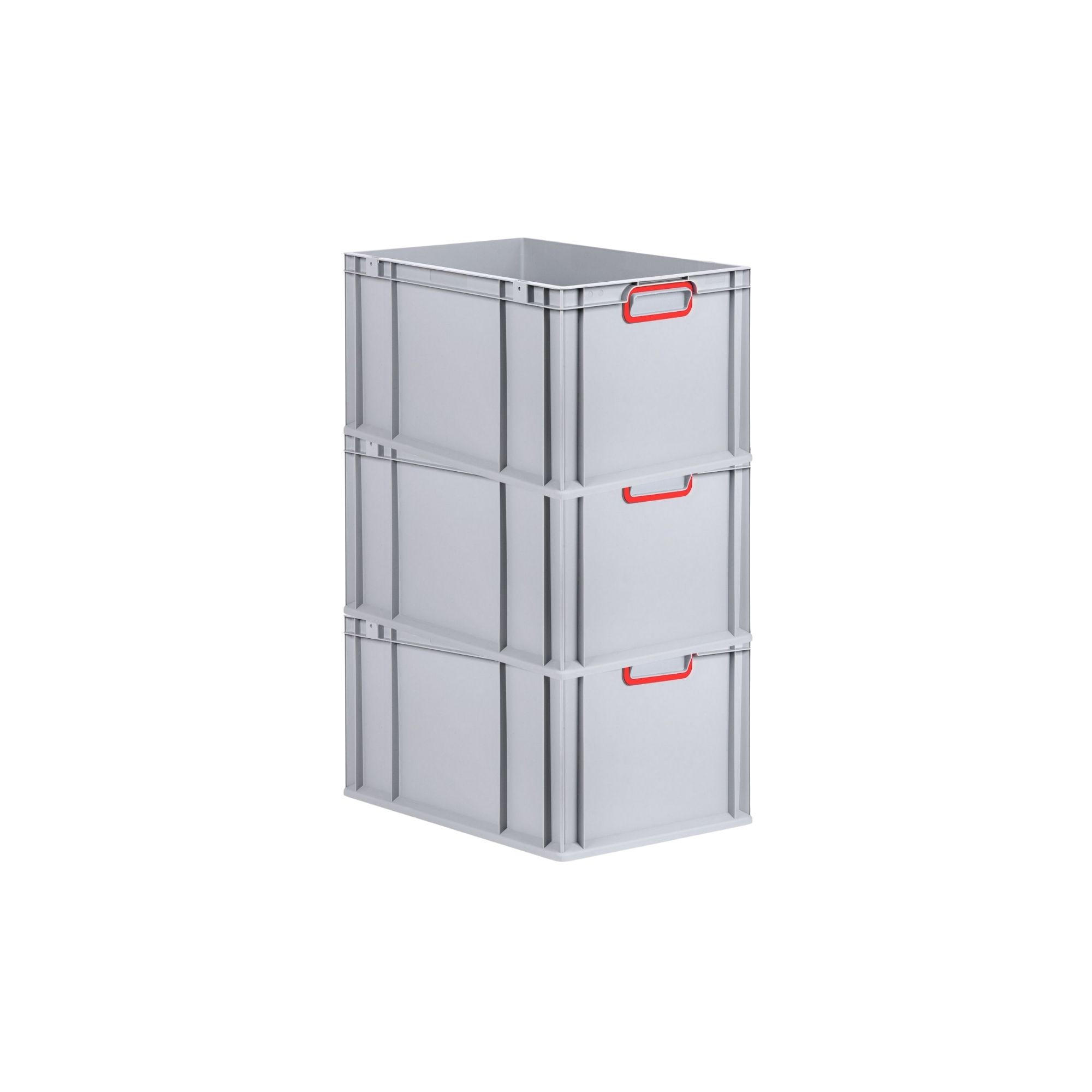EUROBOX 3x Nextgen Color 32x40x60cm 65 Liter Griffe Rot Geschlossen - Rot, Kunststoff (40/22/60cm) - PROREGAL