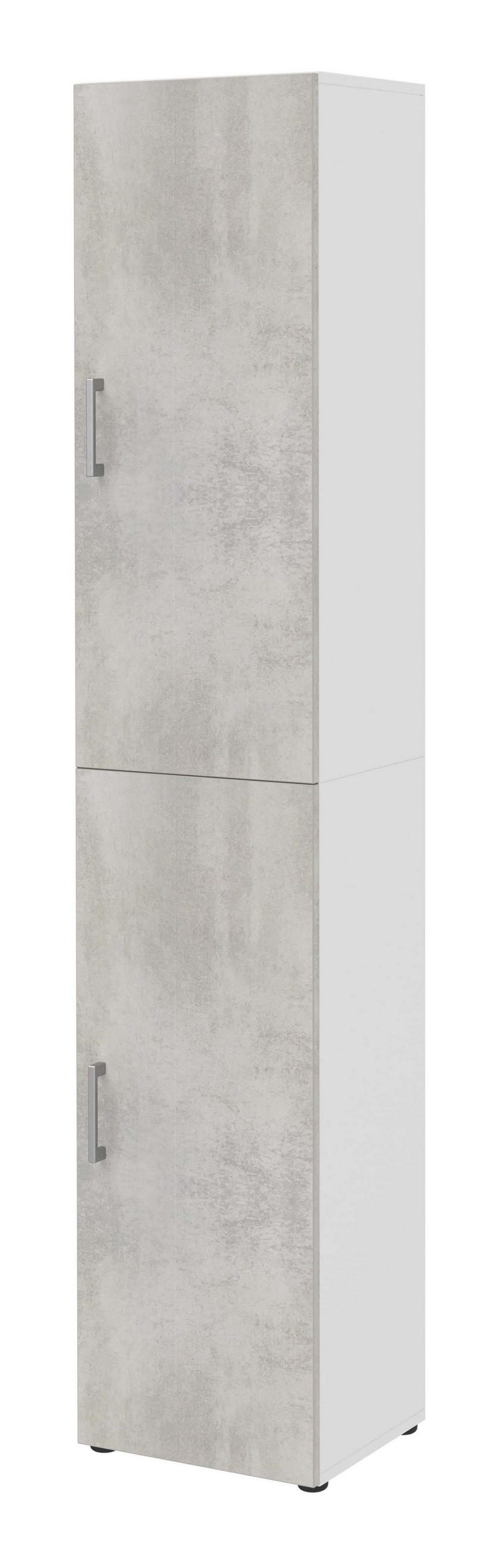 AKTENSCHRANK - zweitürig, 6 Fächer - Weiß/Beton - Grau, Holzwerkstoff (40/212.5/34.4cm) - Röhr