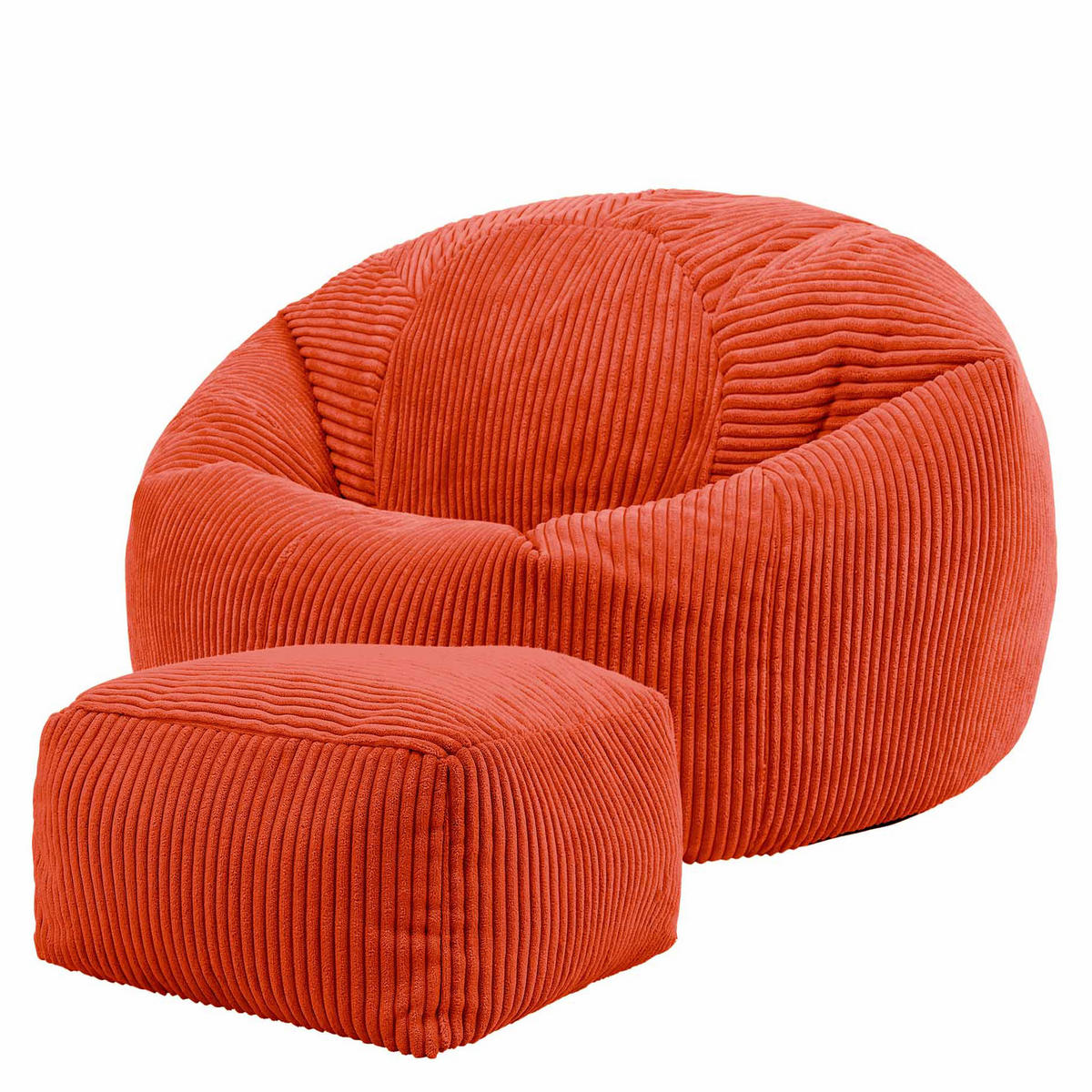 SITZSACK Klassisch + Hocker, Cord - Terra cotta, Kunststoff/Textil (85/50/85cm) - icon