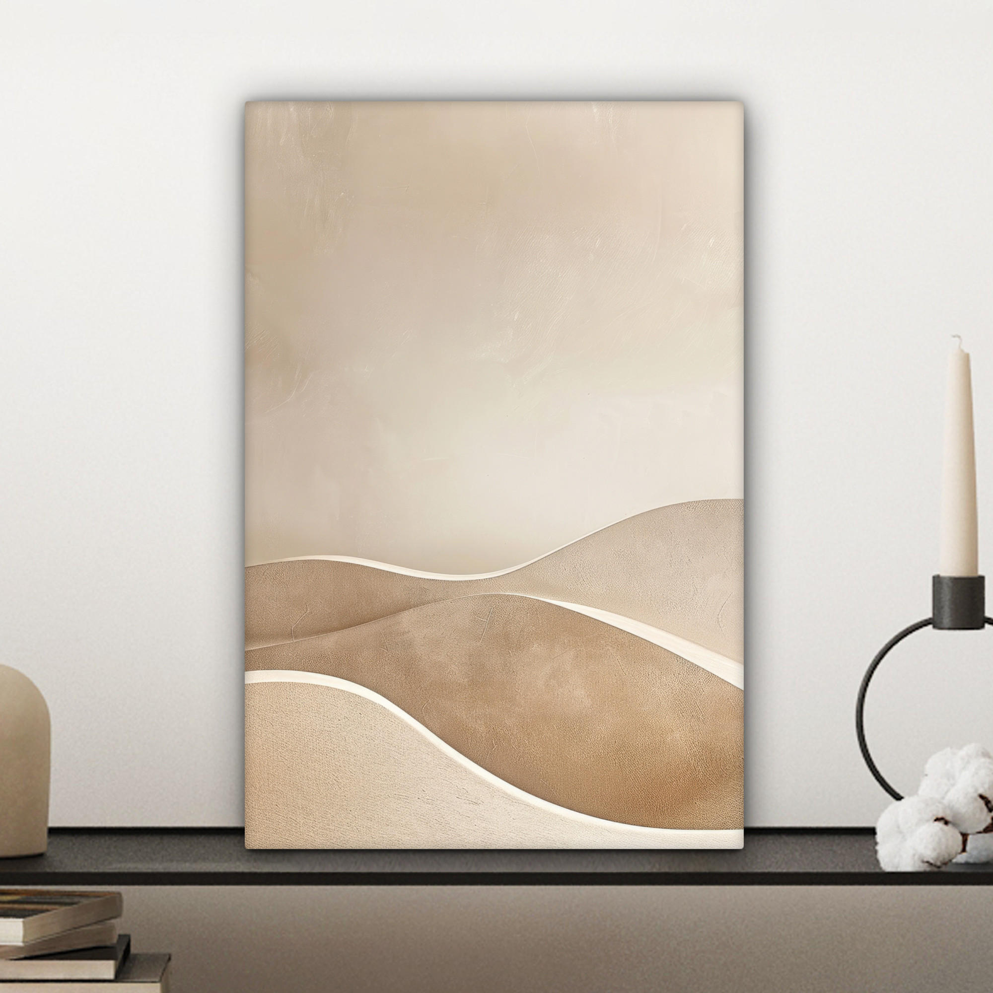 LEINWANDBILD Beige - Natur - Abstrakt - Modern 20x30 cm - Beige, Textil (20/30cm) - MuchoWow