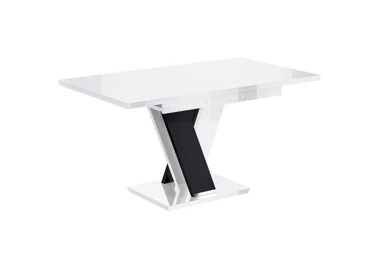 ESSTISCH ausziehbar 120 -160x80x75 cm - Hochglanz Weiß/Hochglanz Schwarz - ASIV - Weiß, Holzwerkstoff (120/80/75cm) - ALTDECOR