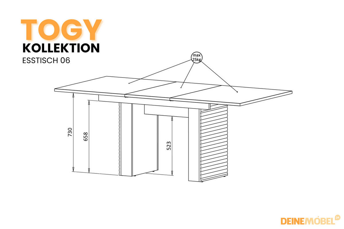 ESSTISCH TOGY 06 140-185/90 cm cm in Kaschmir / Geölter Eiche - Kaschmir/Eichefarben, Holzwerkstoff (60/100/47cm) - Deine Möbel 24