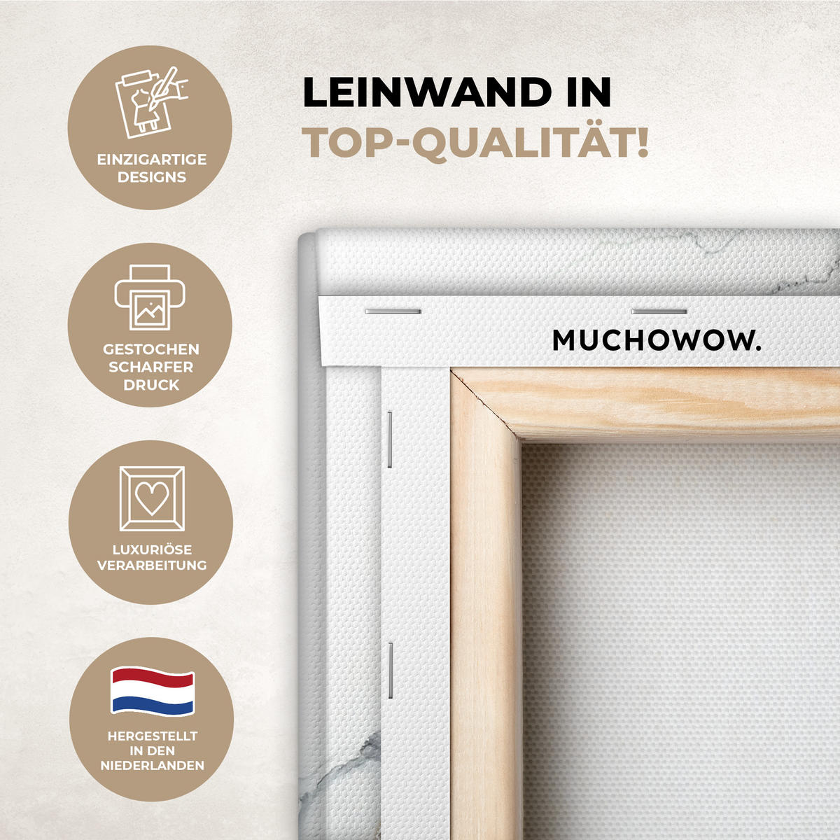 LEINWANDBILD Marmor - Schwarz - Weiß - Gold - Luxus - Abstrakt 20x20 cm - Goldfarben, Textil (20/20cm) - MuchoWow