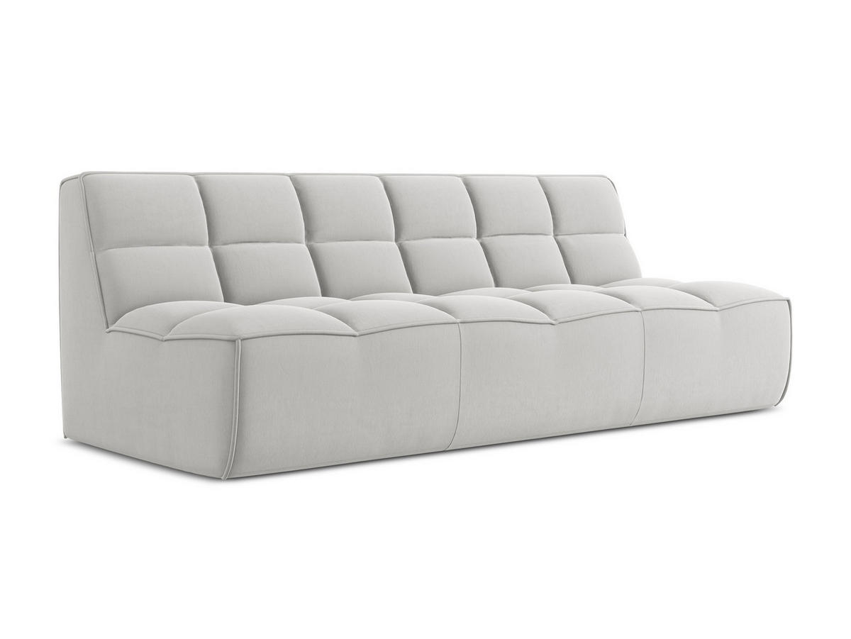3-SITZER SOFA Samt Stoff Grau - Silberfarben/Schwarz, Kunststoff/Textil (210/75/93cm) - Makamii