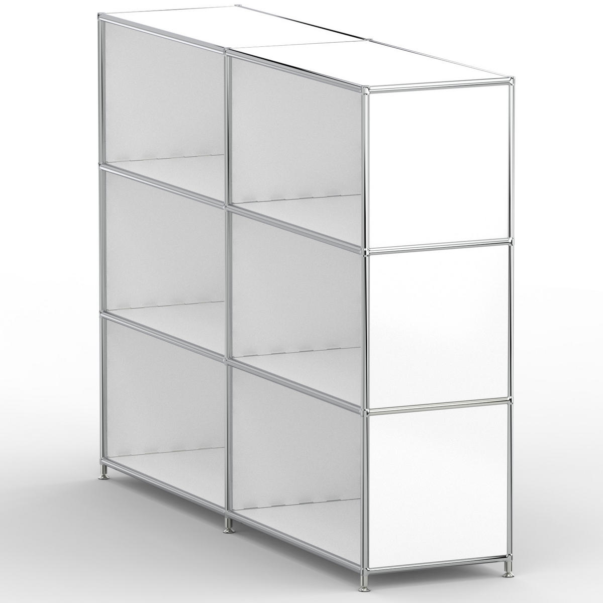 AKTENSCHRANK Büro, 6 offene Fächer, Breite 152 cm, Signalweiß - Chromfarben/Weiß, Metall (40/118/152.2cm) - Versee