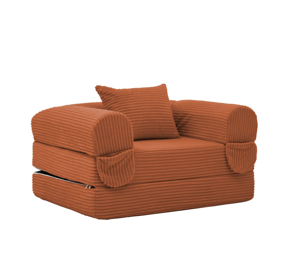 SCHLAFSOFA 2-in-1 Kord Orange mit Kissen - Orange, Kunststoff (85/65/120cm) - Meubliv