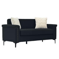 2-SITZER-SOFA aus Sperrholz & Massivholz 172x73.5x81.5 cm in Schwarz mit Federkern - Schwarz, Textil (73.5/81.5/172cm) - Modfu