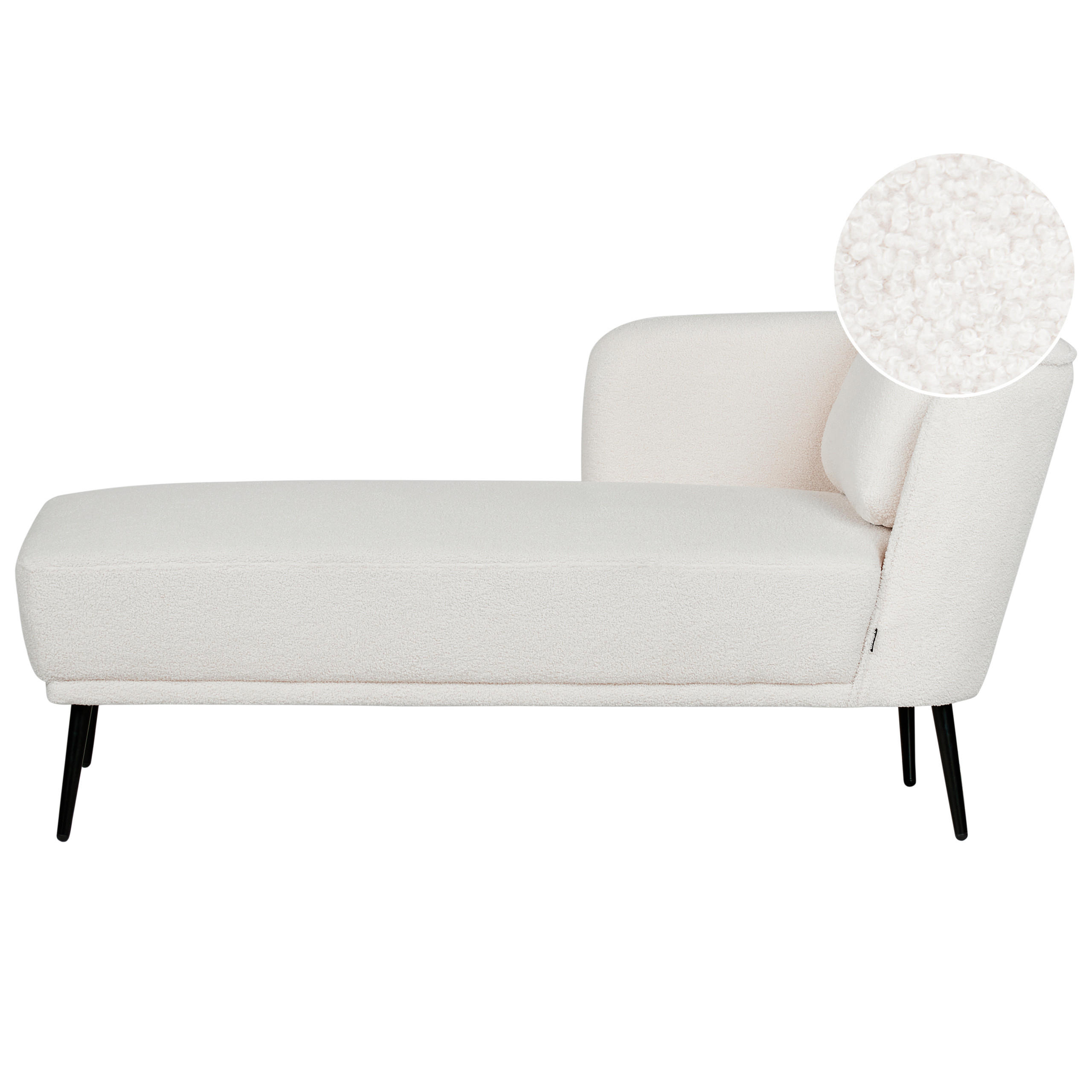 CHAISELONGUE-RECHTSSEITIGE Bouclé Cremeweiß Artheze - Creme/Schwarz, Textil (148/70/64cm) - Beliani