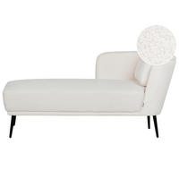 ČALOUNĚNÉ LEHÁTKO CHAISE LONGUE PRAVOSTRANNÉ Bouclé Krémově bílé Artheze - bílá/černá, textil (148/70/64cm) - Beliani
