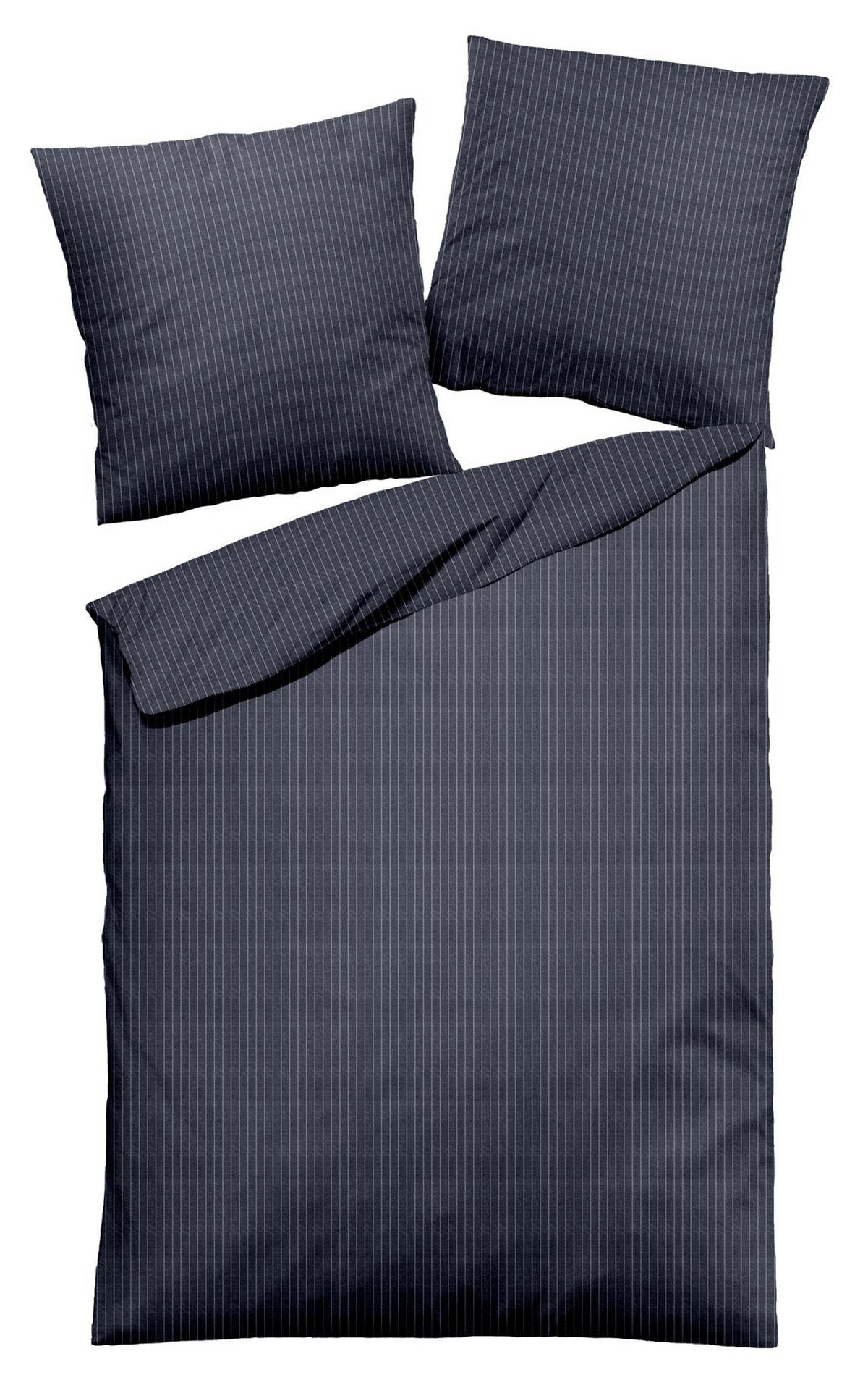 BETTWÄSCHE Biber 135x200 Blau Streifen Flanell Winter Bettbezug gestreift - Made in Germany - Dunkelblau, Textil (135/200cm) - Carpe Sonno