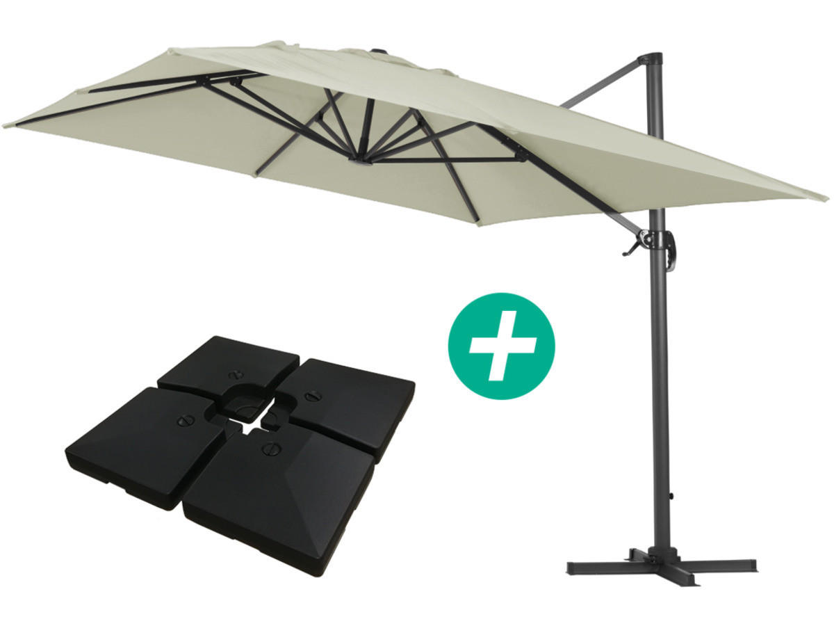 AMPELSCHIRM Sun 4 mit Ständerplatten Ecru - Beige, Metall (400/300cm) - Habitat Garten