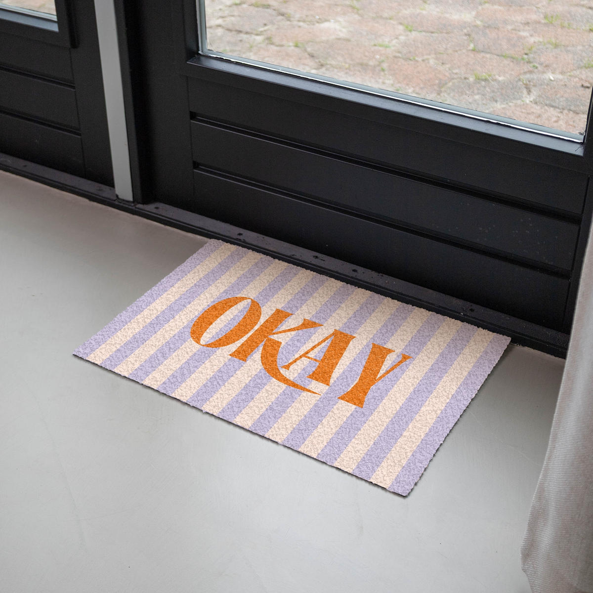 FUSSMATTE Lila – Orange – Streifen – Okay 60x40 cm - Flieder, Kunststoff (60/0.4cm) - MuchoWow