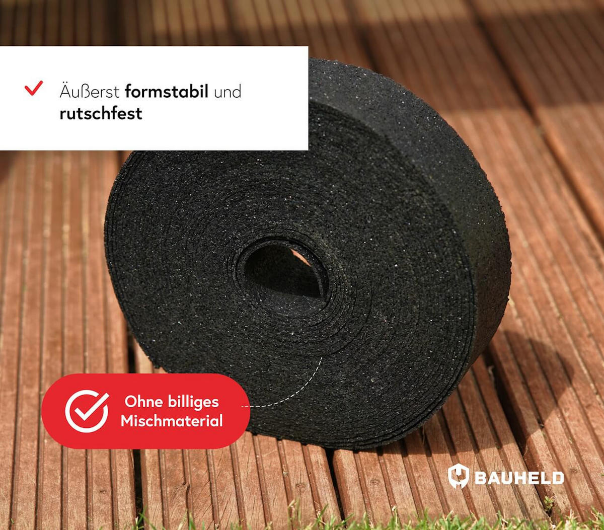 TERRASSENPADS Rolle 20 m x 80 mm x 3 mm - Schwarz, Kunststoff (8/0.3/2000cm) - BAUHELD