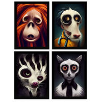 POSTER Set mit 4 Scheu Tier im T Burton Goth Stil A4 Rahmenlos - Klar, Papier (29.7/3cm) - Nacnic