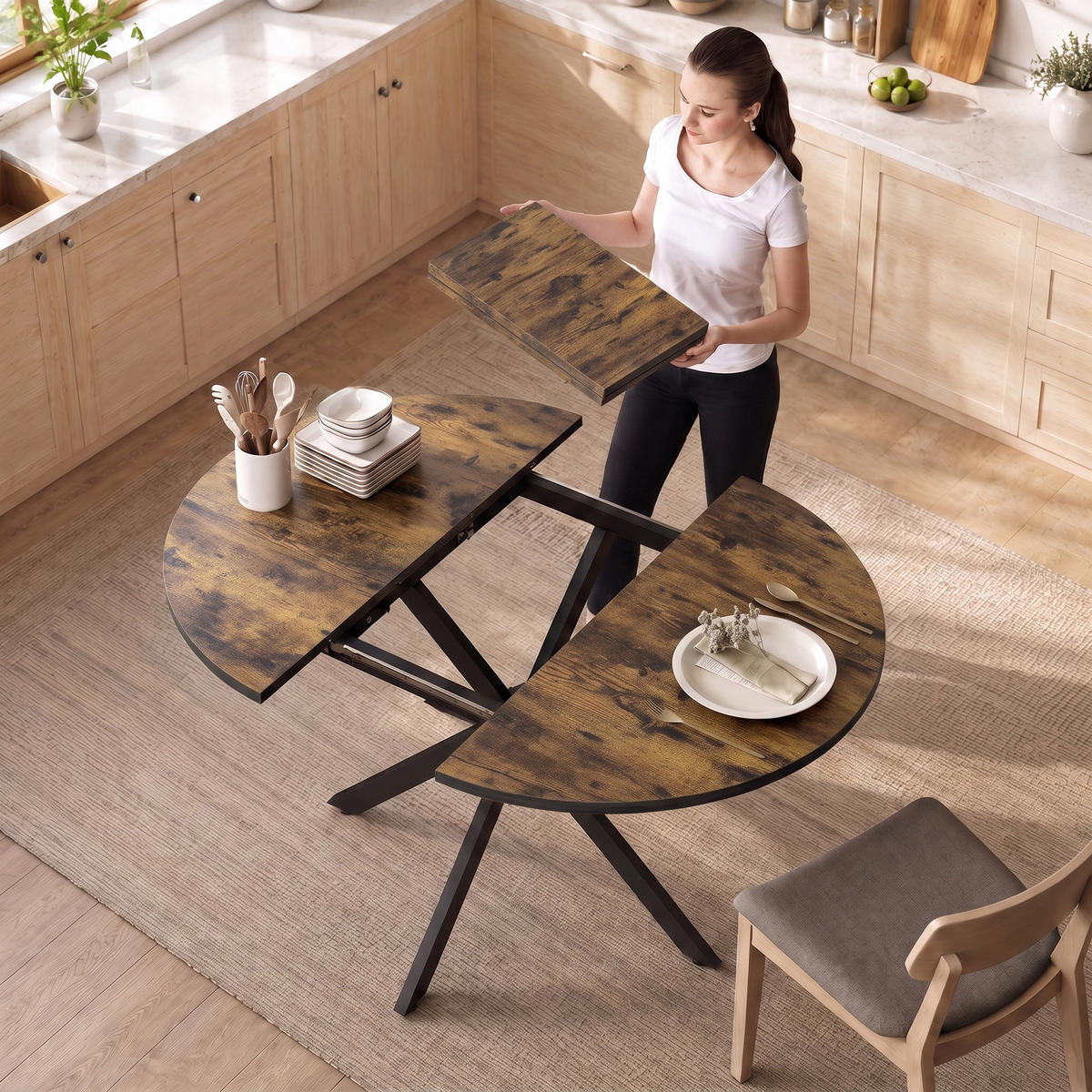 ESSTISCH Braun ausziehbar 135/100/75 cm - Braun, Metall (135/100/75cm) - PANGIVO