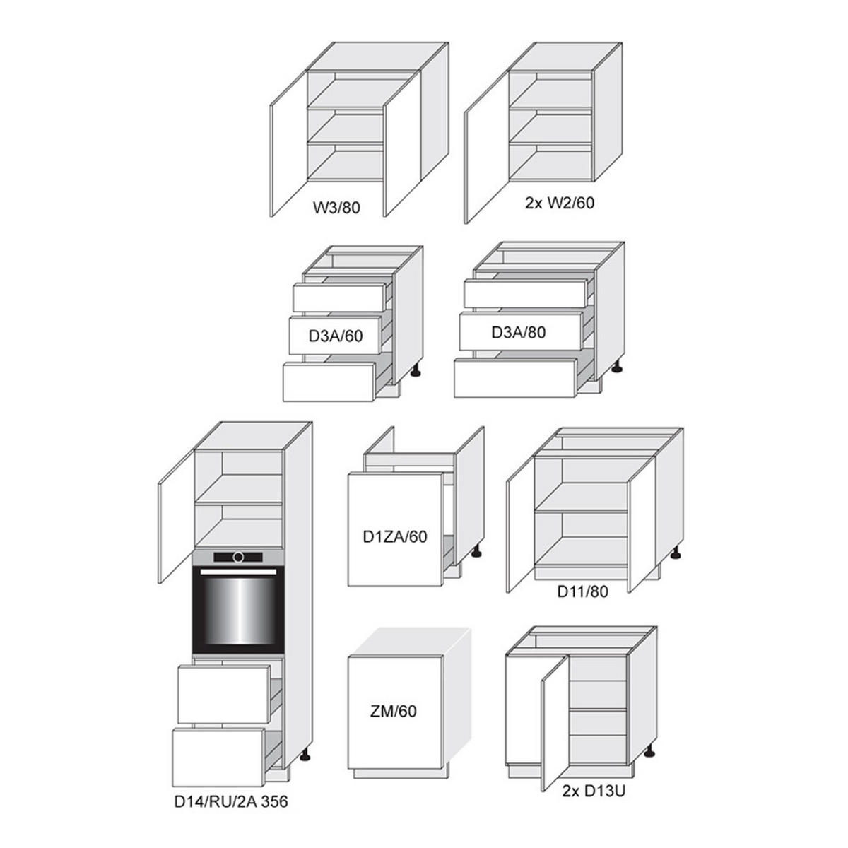 WINKELKÜCHE Essen grau / grau & weiß hochglanz 11-teilig - Weiß/Grau, Holzwerkstoff/Metall (320/207/290cm) - Feldmann-Wohnen