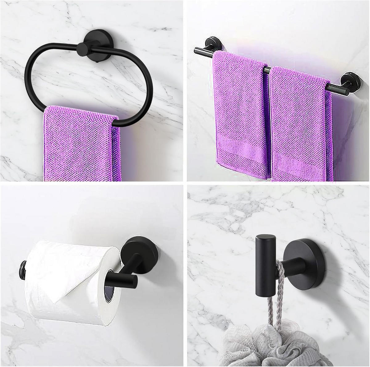 BADEZIMMER-REGAL-SET, schwarz, 42/18/6 cm - Schwarz, Metall (18/6/42cm)