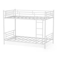 ETAGENBETT 90/190 cm mit Metalltreppe und Geländer, DE-41905, in Weiß - Weiß, Metall (90/190cm) - ComfortXL