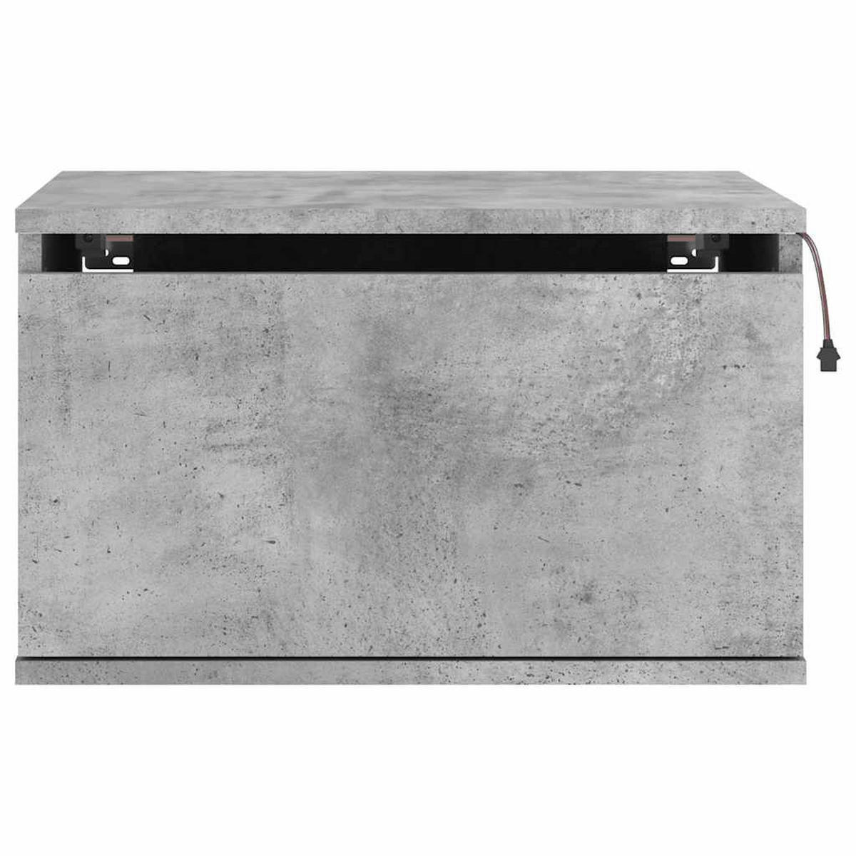 NACHTTISCH hängend mit Led-Leuchten 50/36/30 cm aus Holzwerkstoff in Betongrau - Hellgrau, Holz (50/30/36cm) - vidaXL