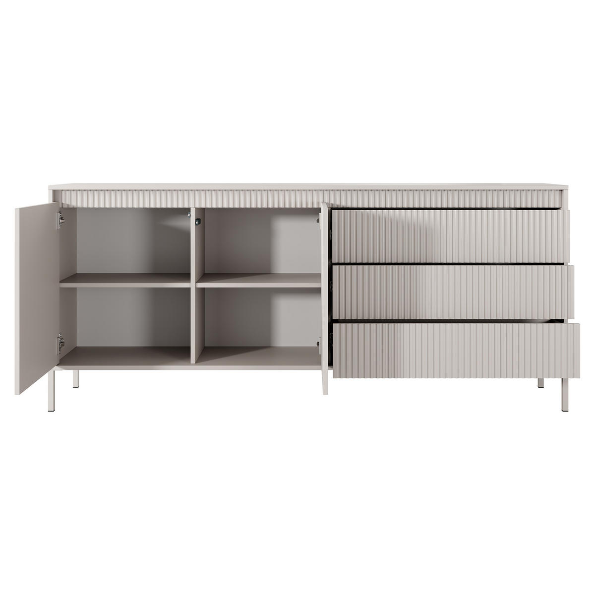 SIDEBOARD SENSATO 187/81/40 cm mit 3 Schubladen und 2 Türen Beige - Beige, Holzwerkstoff (187/81/40cm) - MASSENO