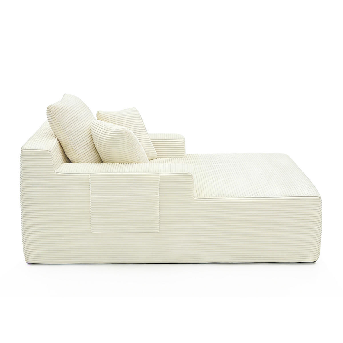 SOFAELEMENT 150/110/70 cm Beige Cord mit 2 Staufächer - Beige, Textil (70/150/110cm) - Oxeza
