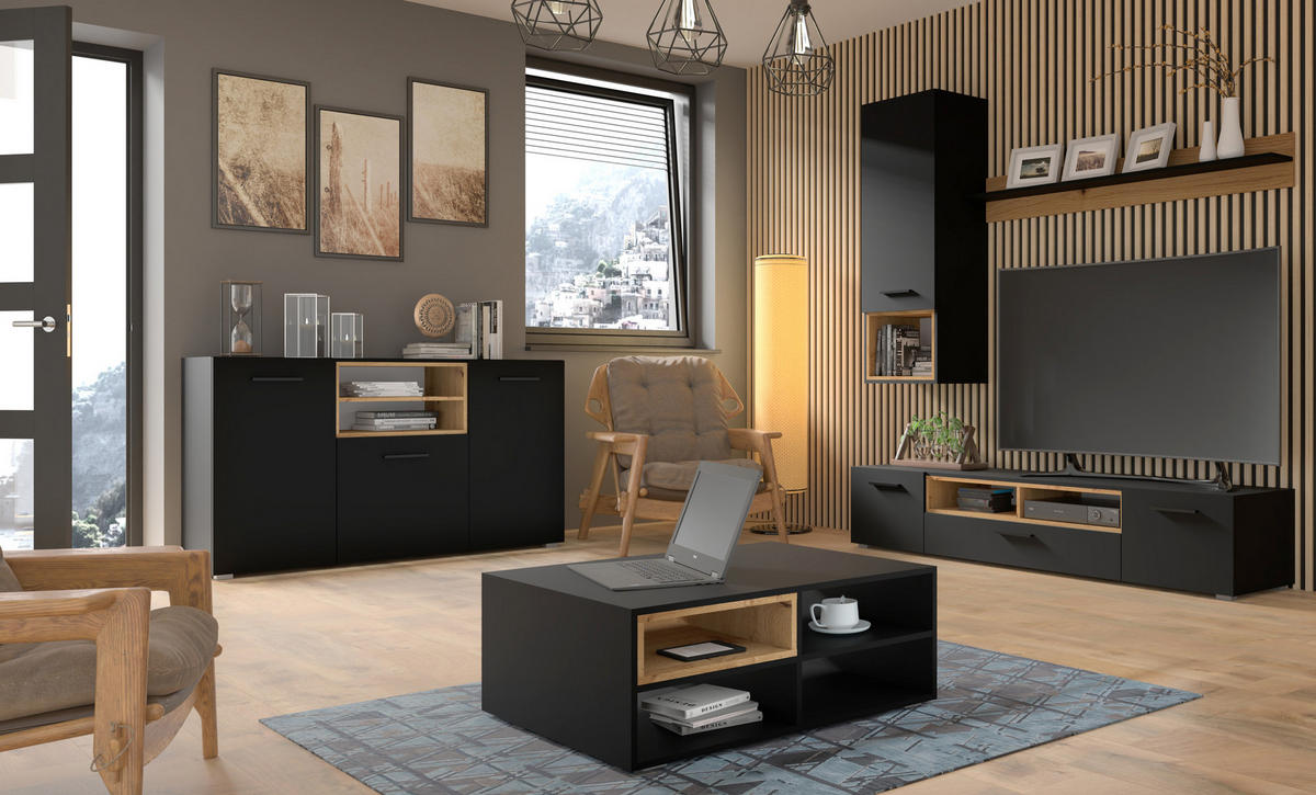 KOMMODE Schwarz, Artisan 151/86/44 - Schwarz, Holzwerkstoff (151/86/44cm) - RAUMHIRSCH FURNITURE