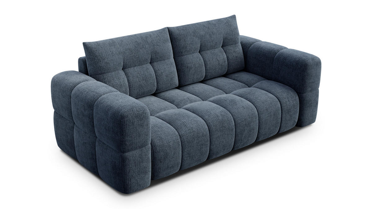 SOFA CLOUDI 2,5-Sitzer, marineblau - Blau/Schwarz, Holz/Textil (211/89/104cm) - Courtois Laville