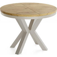 ESSTISCH Clara grau-beige runder ausziehbarer, Lancelot Eiche 120-200/120/76 cm - Eichefarben/Grau, Holzwerkstoff/Metall (120/120/76cm) - WFL GROUP