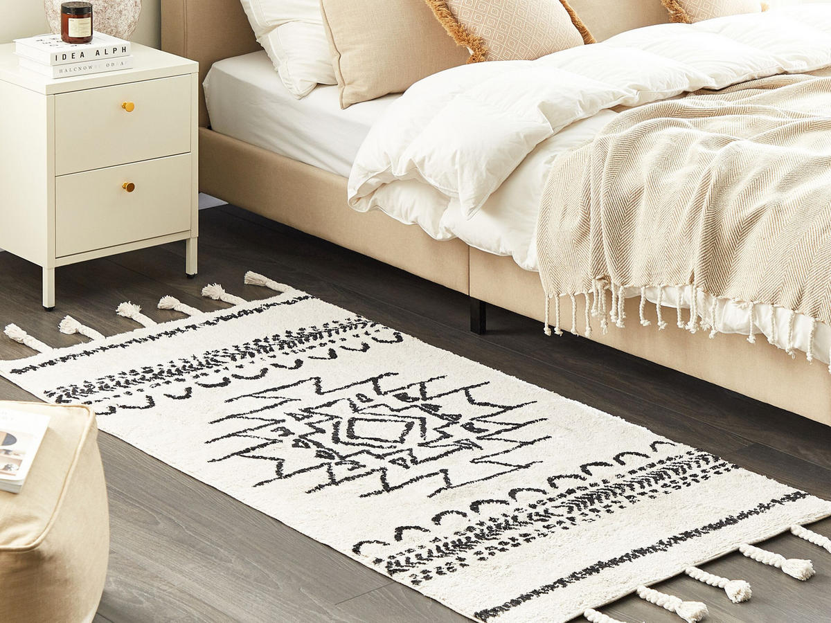 KURZFLOR-TEPPICH Khouribga 150/80 cm - Weiß, Textil (80/150cm) - Beliani