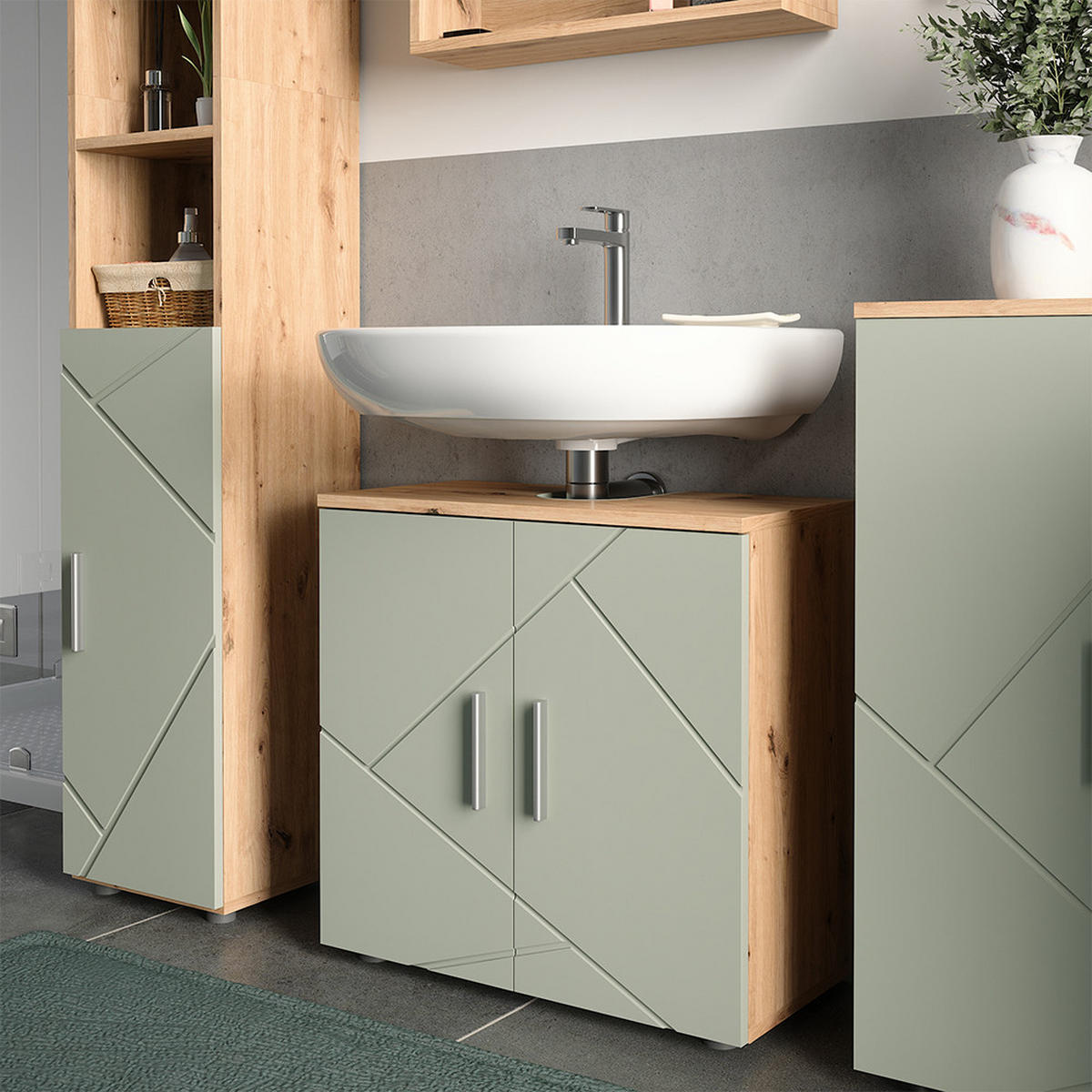 WASCHBECKENUNTERSCHRANK Irma Salbeigrün 60 x 59 cm - Salbeigrün, Holzwerkstoff (60/59/30cm) - Vicco