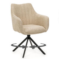 STUHL PIANO drehbar gepolsterter mit Steppung - hellbeige - Boucle - Beige/Schwarz, Textil/Metall (59/88/61cm) - NEW HOME