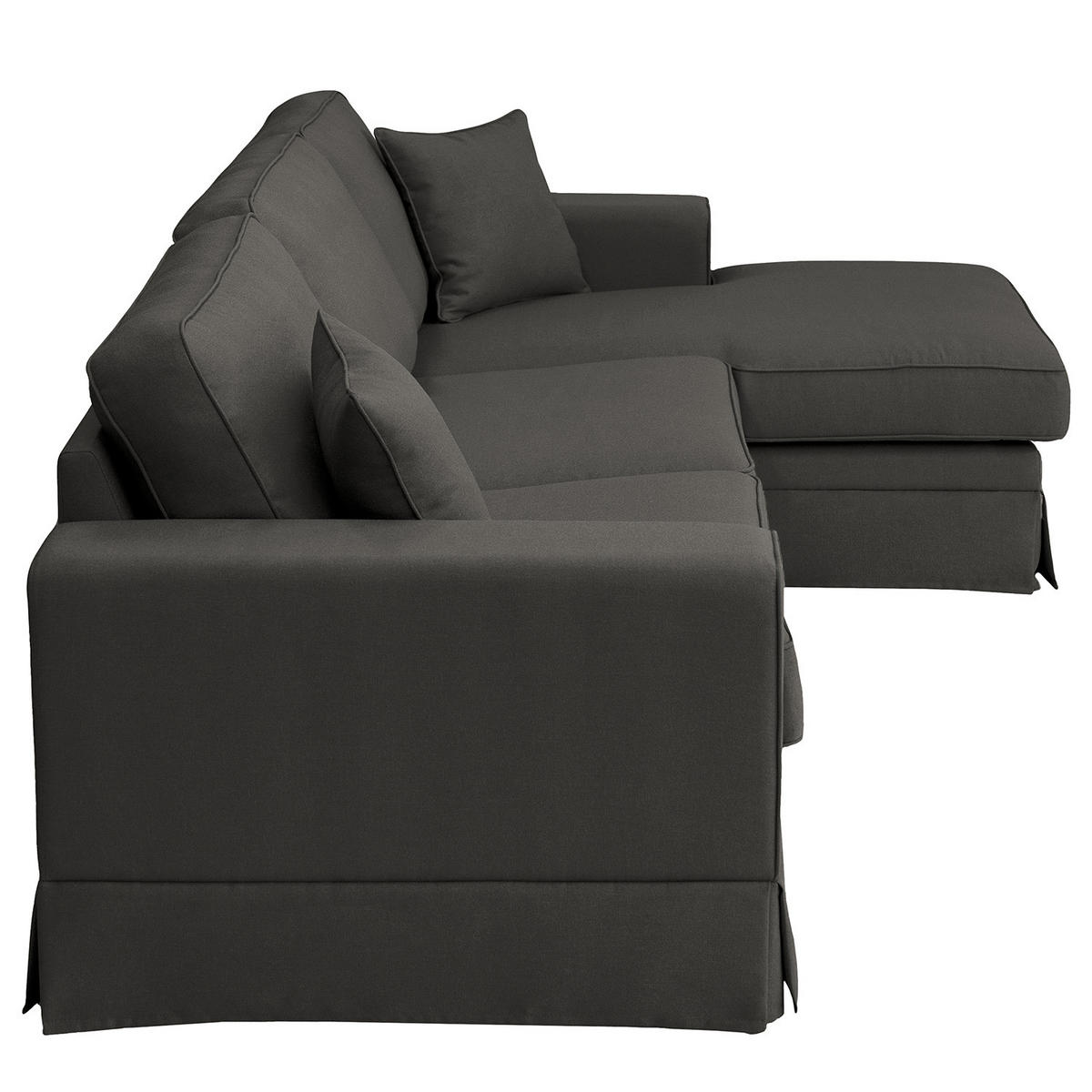 ECKSOFA mit Husse - Longchair, Webstoff - Anthrazit/Schwarz, Kunststoff/Textil (300/165cm) - home24